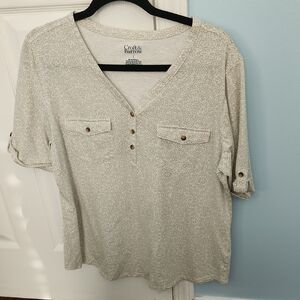 Croft & Barrow Cream Cuffed Sleeve Blouse